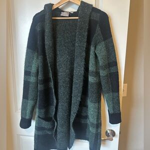 Green Plaid Open-Front Cyrus Cardigan Sweater